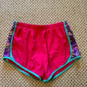 Krass and Co pink preppy patterned athletic shorts